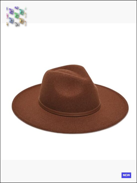 Wide Brim Fedora Hat Faux Wool Felt Classic Western Style Animal Print Band main image 6